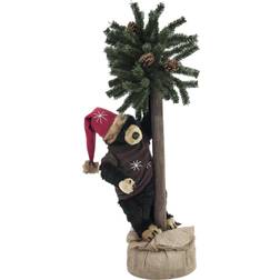 Europalms Christmas bear, with fir, 105cm, Julbjörn, med Julgran, 105cm Weihnachtsschmuck