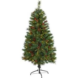 Nearly Natural Mixed Pine Artificial with Lights, Pine Cones and Berries, 60" Unisex Christmas Tree