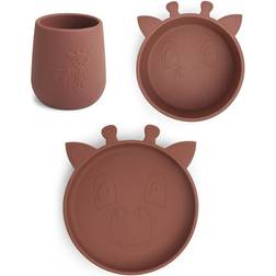 Nuuroo Judi Silicone Dinner Set 3-pack Giraf Mahogany