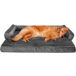 FurHaven Plush & Velvet Orthopedic Comfy Couch Cat Bed, Dark Gray, Jumbo Jumbo