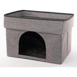 Precious Tails Base Linen Rectangular Cat Cave with Top