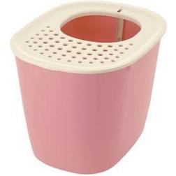 Richell Paw Trax Top Entry Cat Litter Box, Salmon