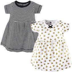 Hudson Baby 2-Pack Heart Dresses Black/gold