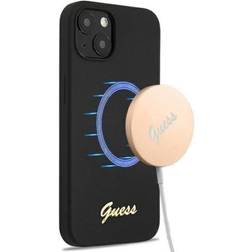 Guess GUHMP13MLSLMGBK iPhone 13 6,1 black/czarny hardcase Silicone Script Gold Logo Magsafe