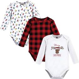 Hudson Baby 3-Pack Christmoose Long Sleeve Bodysuits