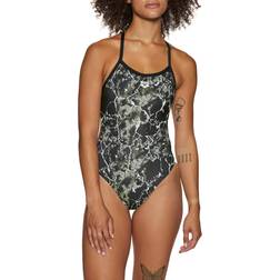 Arena Earth Texture Challenge Back One Piece Swimsuit Black-black Multi