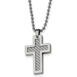 Chisel Mens Gentlemen's Classics(tm) Carbon Fiber Inlay Cross Necklace