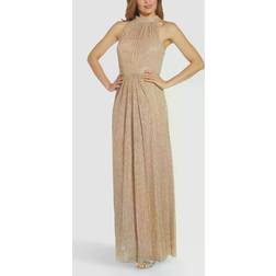 Adrianna Papell Pleated Metallic Gown