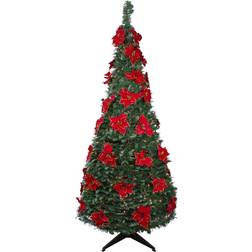 Northlight 6-ft Pre-Lit Poinsettia Slim Artificial Christmas Tree 72"