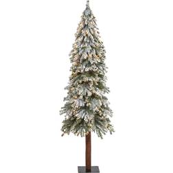 Nearly Natural Pre-Lit Flocked Grand Alpine Artificial Clear Lights Christmas Tree 72"