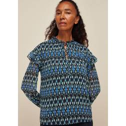 Whistles Diamond Ikat Print Blouse, Blue/Multi