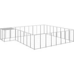 vidaXL Hundgård silver 20,57 m²