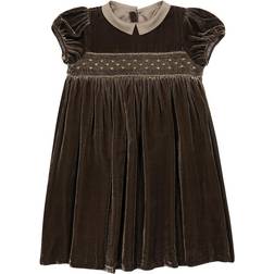 Bonpoint Blossom Smocked Velour Dress Marron Glace Dresses