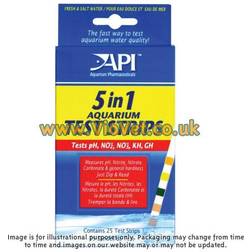 API 5-in-1 Aquarium Test Strips 25-pack