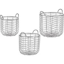 Gift Decor Set med Cirkulær Sølvfarvet Metal (3 pcs) Kurv