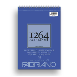 Fabriano Fabriano akvarelblok F-1264 A4 (210×297 mm) 30 ark, gramvægt 300. Arkene er spiralbundne og mikroperforerede