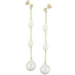 Saks Fifth Avenue Bloomingdale's Fine Collection Cultured Freshwater Pearl & Baroque Pearl Line Earrings in 14K Yellow Gold Exclusive