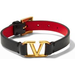 Valentino Garavani VLogo Leather Bracelet Nero