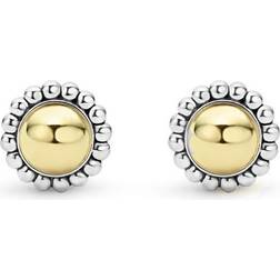 Lagos 18K Yellow Gold & Sterling Silver High Bar Framed Stud Earrings