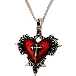Heart Necklace with Cross Red/Gray