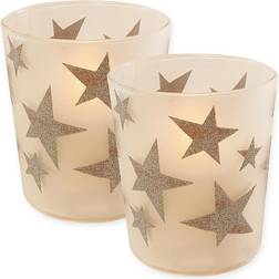 LumaBase Silver Stars LED Candle 4" 2