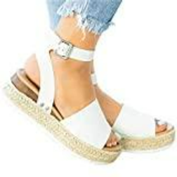 vidaXL Platform Wedge Faux Leather Ankle Strap Open Toe