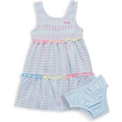 Juicy Couture Baby Girl's Striped Pom-Pom Logo Dress & Bloomers Set - Blue Multi