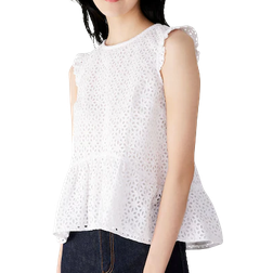 Kate Spade Eyelet Flounce Top - Fresh White