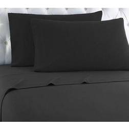 Micro Flannel Solid Bed Sheet Black (243.84x167.64)