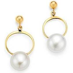 Saks Fifth Avenue Bloomingdale's Fine Collection Cultured Freshwater Pearl Swing Earrings in 14K Yellow Gold Exclusive