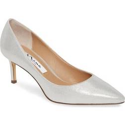 Nina 60 Pointy - Reflective Suedette True Silver