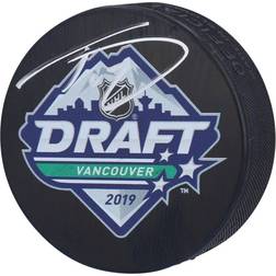 Fanatics Anaheim Ducks Trevor Zegras Autographed NHL Draft Logo Hockey Puck 2019