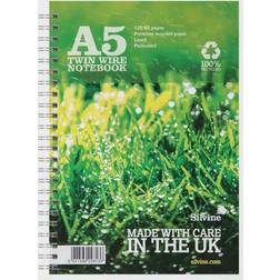 Silvine R103 Twin Wire Notebook Recy. A5 Green (Pack-5)