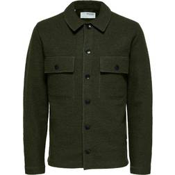 Selected Homme – Kakigrön overshirt kokad ull-Grön/a