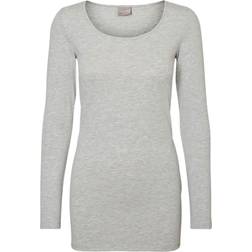 Vero Moda Camiseta maxi myoft long u-neck light grey melange muje - Multicolor