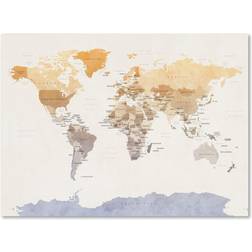 Trademark Fine Art Michael Tompsett 'Watercolour Political Map of the World' Canvas 24" x 32" Wall Decor