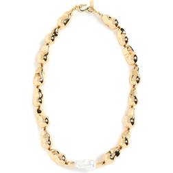 Kenneth Jay Lane Nugget Necklace - Gold/White