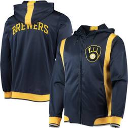 Stitches Men Navy/Gold Milwaukee Brewers Team Full-Zip Hoodie