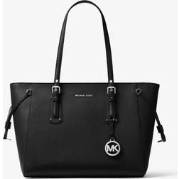 Michael Kors Voyager Medium Crossgrain Leather Tote Bag - Black