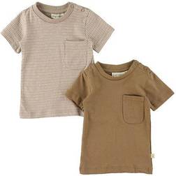 That's Mine Tino T-shirts 2-pack -Stripes/Earth Brown