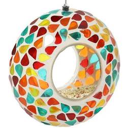 Decor Sunnydaze Glass Mosaic Confetti Fly-Through Bird Feeder