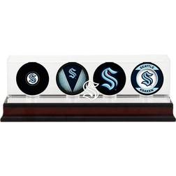 Fanatics Seattle Kraken Unsigned 2020 Four Puck Pack with Logo Display Case