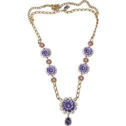 Dolce & Gabbana Tone Floral Necklace - Gold/Purple