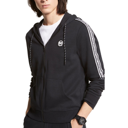 Michael Kors Logo Tape Cotton Blend Zip-Up Hoodie Mens - Black