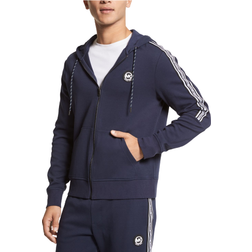 Michael Kors Logo Tape Cotton Blend Zip-Up Hoodie Mens - Midnight