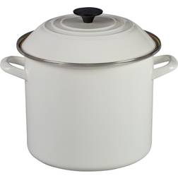 Le Creuset White Enameled Steel with lid 2 gal 8.75 "