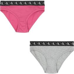 Calvin Klein Girl's Bikini Briefs 2-pack - Pinkhydrangea/Greyheather (G80G800527)