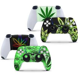 giZmoZ n gadgetZ PS5 2 x Controller Skins Full Wrap Vinyl Sticker - Weed