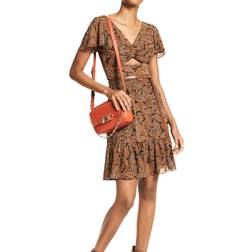 Michael Kors Paisley Georgette Cutout Mini Dress