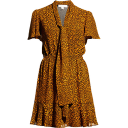 Michael Kors Leopard Print Georgette Dress - Marigold